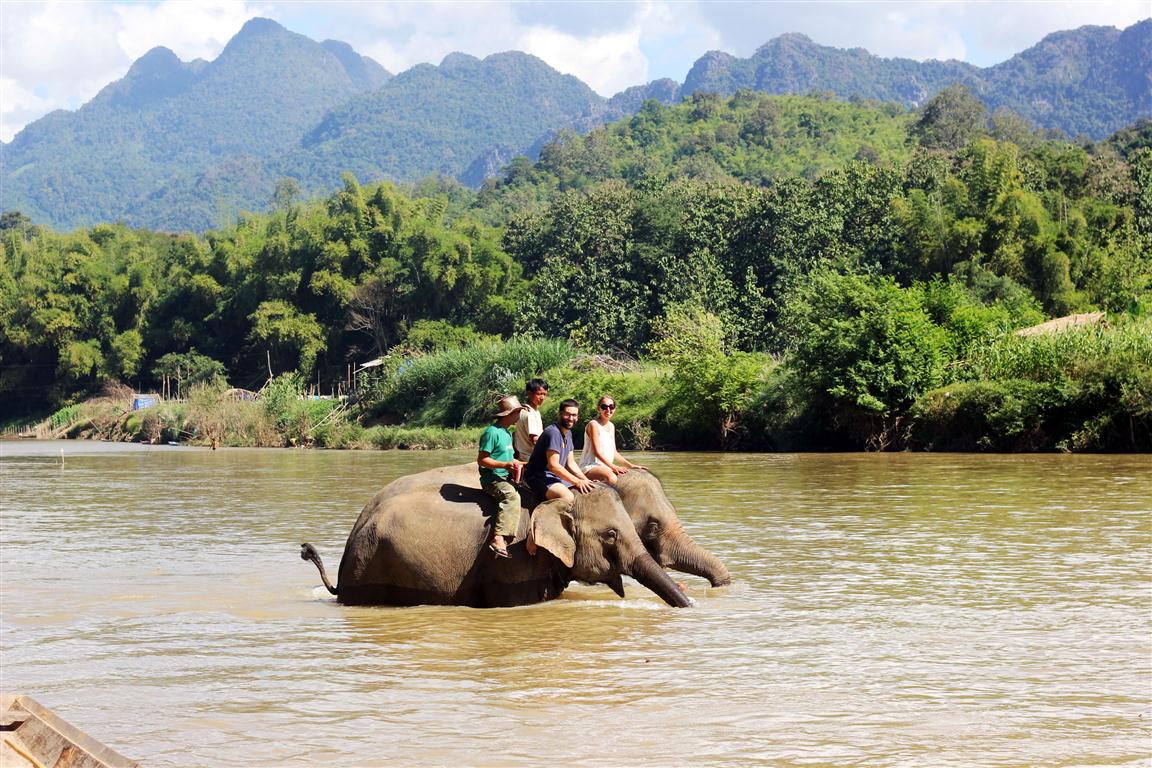 el sofa amarillo montar en elefante en laos (27)